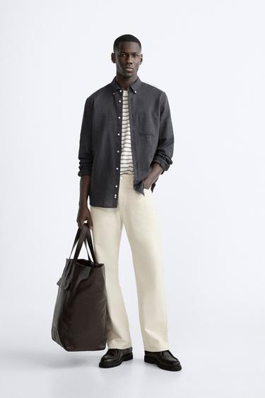 COTTON - LINEN SHIRT - Charcoal by Zara - Image 0