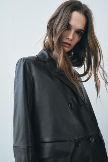 MANTEAU LONG CUIR 100 % ZW COLLECTION - Noir de Zara - Image 3