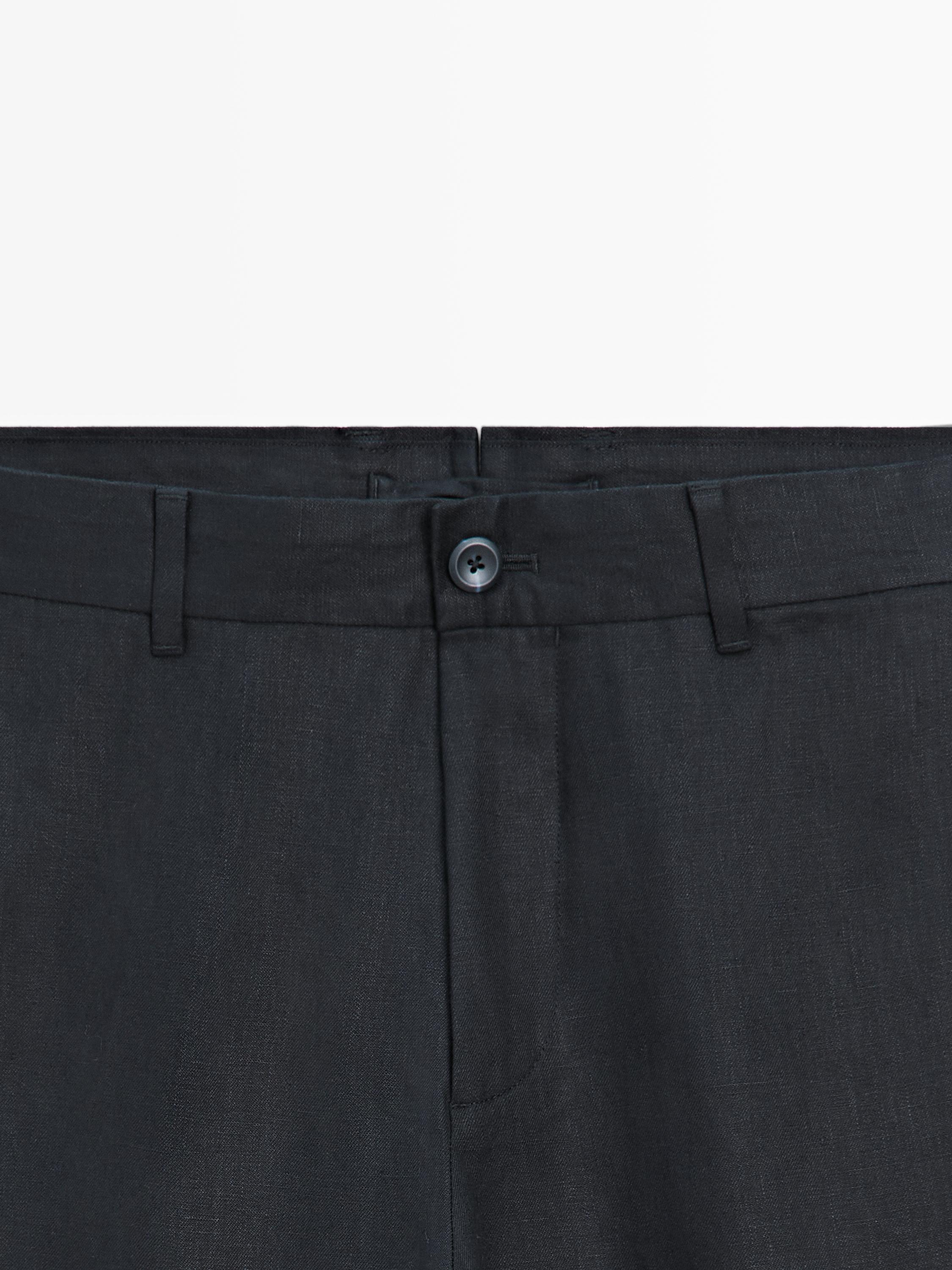 Pantalon tapered 100 % lin