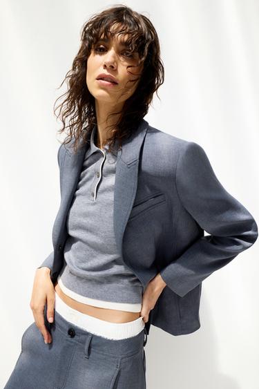 TOP POLO COMBINADO PUNTO - Gris claro de Zara