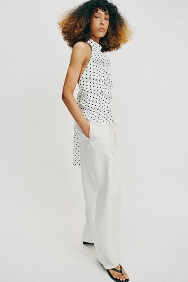 TOP HALTER À POIS - Blanc / Noir de Zara - Image 3