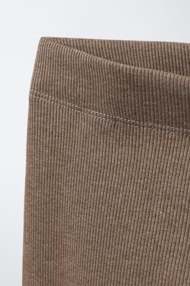 RIBBED LEGGINGS WITH LABEL - Tan marl by Zara