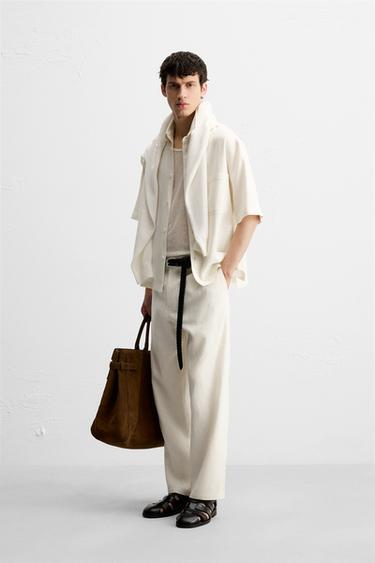 VISCOSE-JUTE TROUSERS - White by Zara - Image 3