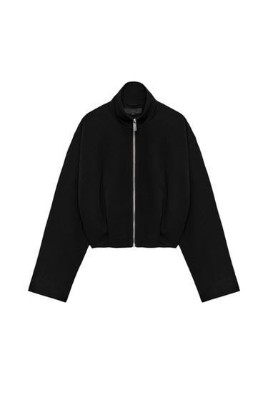 CAÇADORA BOMBER DE COLL ALT - Negre de Zara