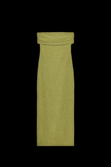 MIDI-BANDEAU-KLEID MIT STRUKTURMUSTER - Grünlich von Zara - Bild 0