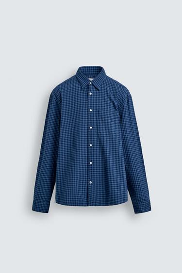 CAMISA CUADROS FRANELA - Azul de Zara
