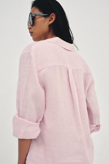 ENSEMBLE CHEMISE ET PANTALON EN LIN - Turquoise doux de Zara - Image 2