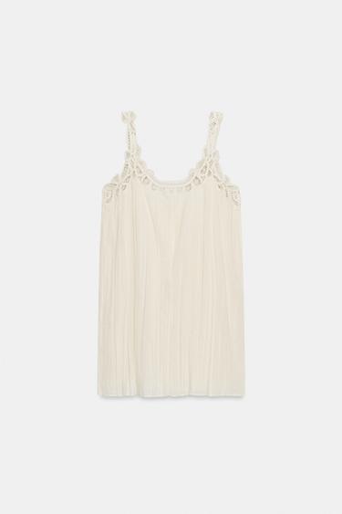 ROBE BRODÉE À BRETELLES ZW COLLECTION - Écru de Zara - Image 6