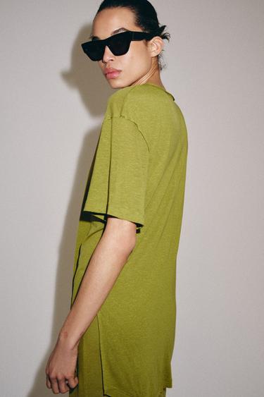 OVERSIZE FLOWING T-SHIRT - Fluorescent lime by Zara - Image 1