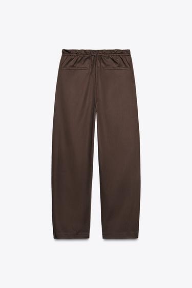 BARREL TROUSERS - Dark brown by Zara - Image 6