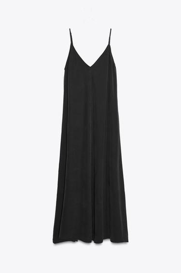VESTIDO MIDI FLUIDO - Negro de Zara - Imagen 0