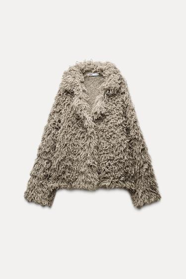 ÚPLETOVÝ KABÁTEK S CHLUPATÝM EFEKTEM - Norek od Zara