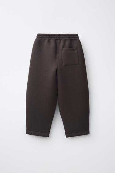 NEOPRENE EFFECT BARREL PANTS — Brown 2