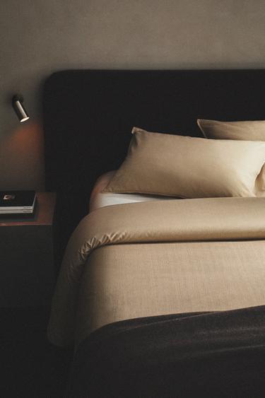 Zara REVERSIBLE STRIPED DUVET COVER - Beige