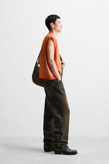 T-SHIRT TANK DÉLAVÉ BRODÉ - Orange de Zara - Image 4
