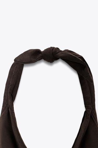 Zara FLOWY HALTER DRESS - Chocolate