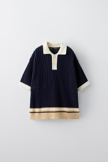 ПОЛО С АЖУРНЫМ УЗОРОМ — МОРСКОЙ СИНИЙ от Zara — изображение 0