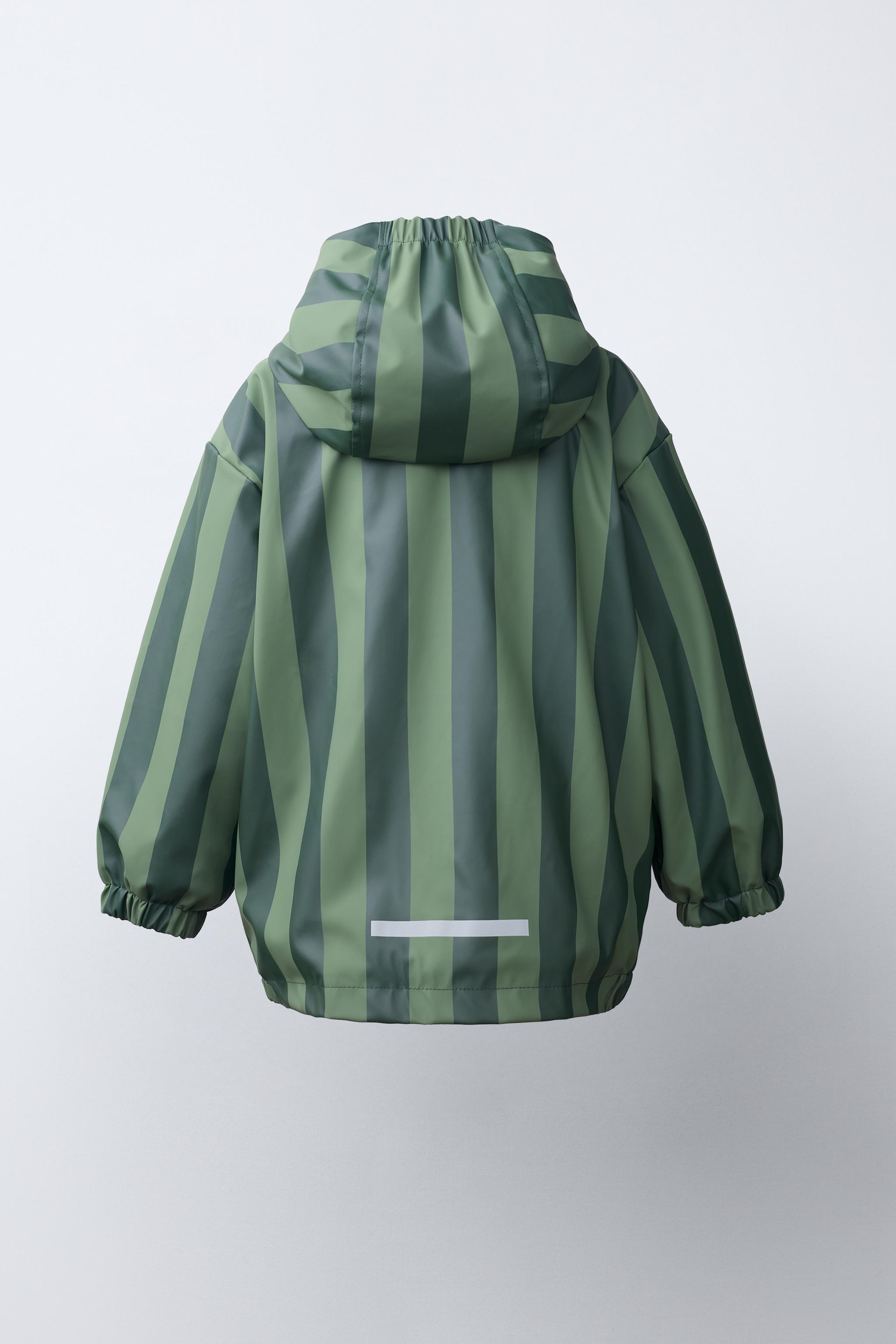 STRIPED WATER-RESISTANT RUBBERIZED RAINCOAT