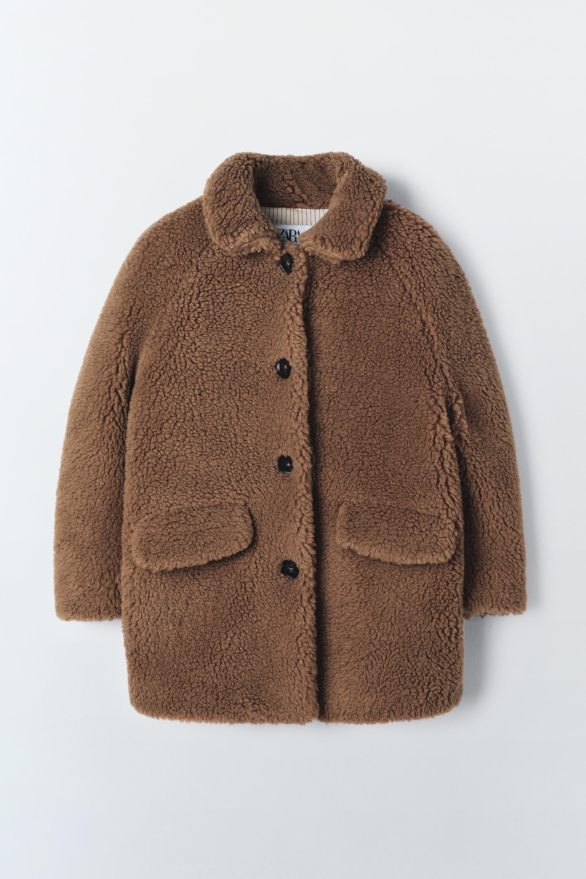 Brown teddy coat zara online