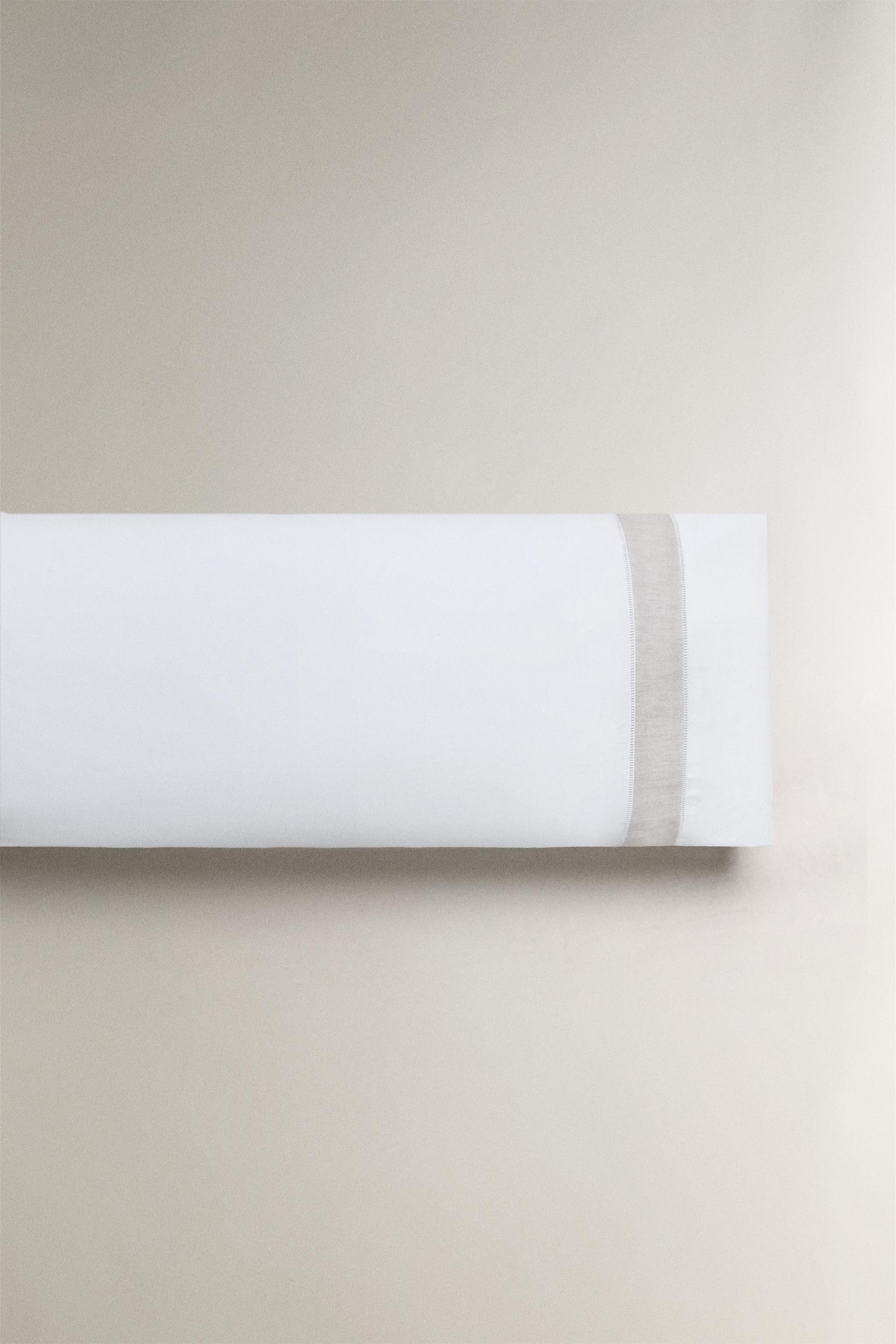 COTTON PILLOWCASE WITH LINEN BORDER