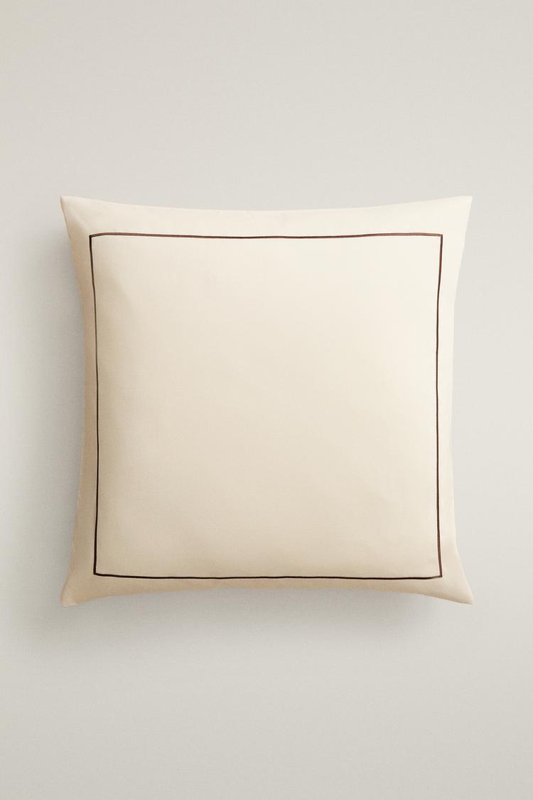 SATEEN PILLOWCASE WITH TRIM (400 THREAD COUNT) — Brown / Taupe