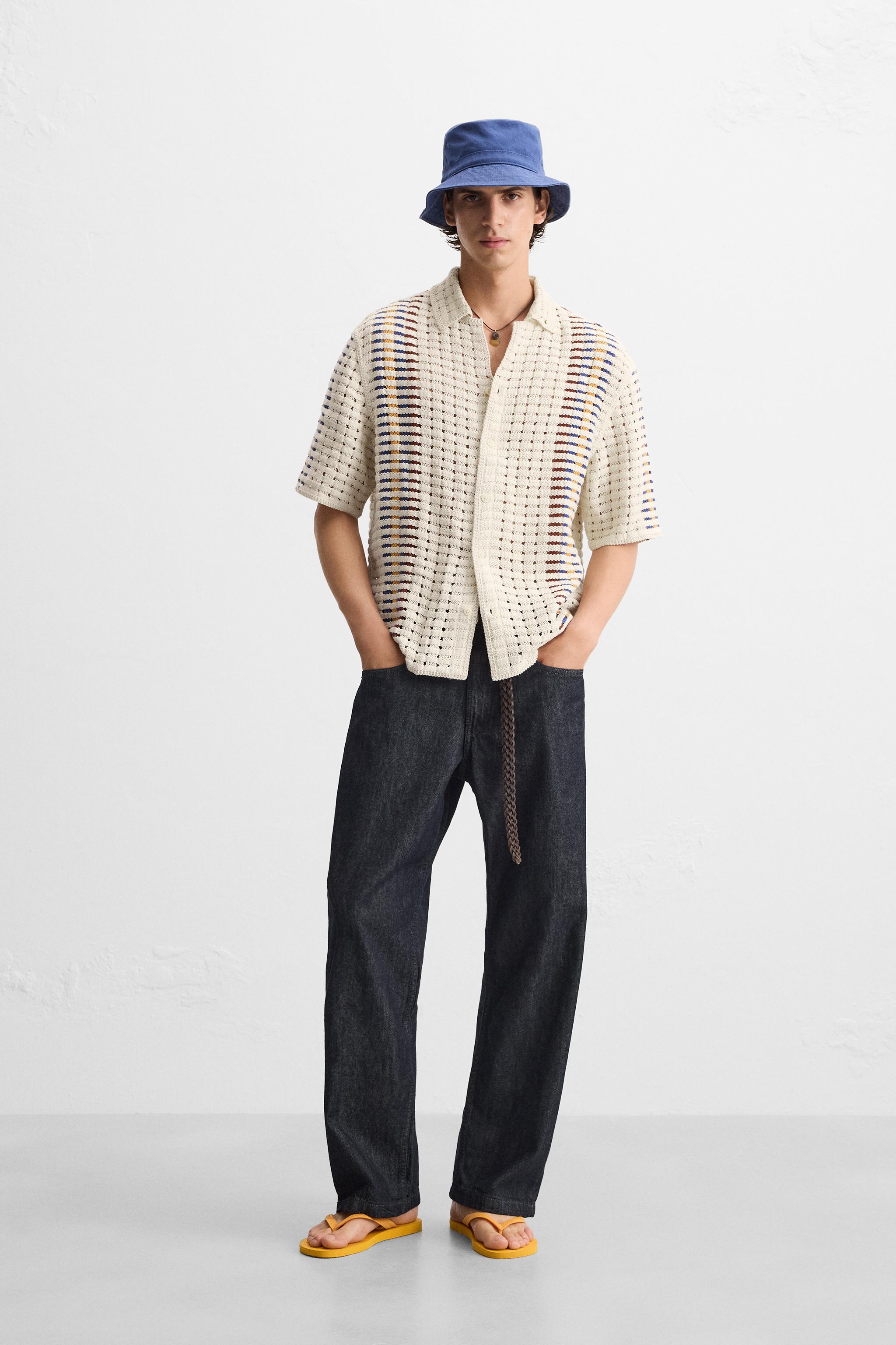 ストライプ柄クロシェシャツ - エクリュ | ZARA Japan / 日本