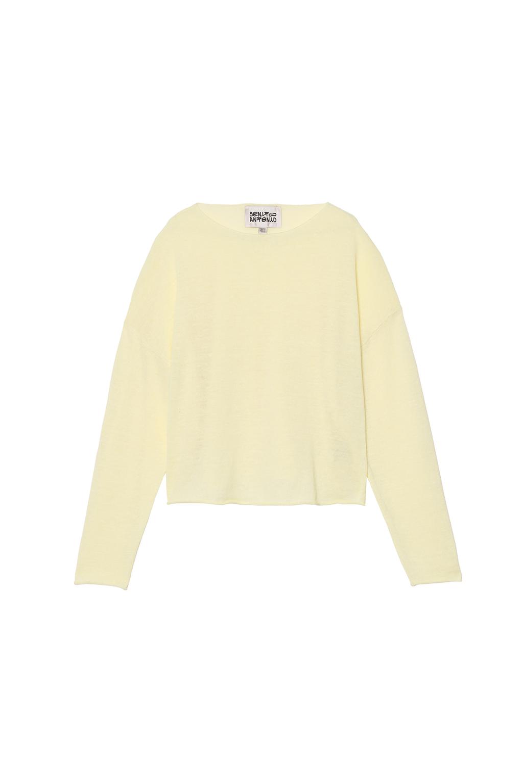 CROPPED LINEN-WOOL BLEND JUMPER