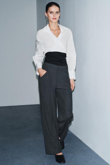 ZW COLLECTION LIMITED EDITION WOOL BLEND TROUSERS WITH POCKETS - Dark grey by Zara