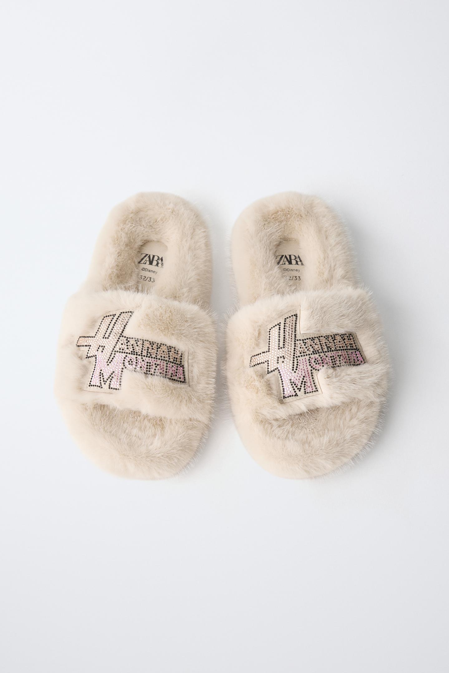 Детские сандалии Zara Hannah Montana © Disney Faux Fur, цвет: Молочный белый — фото 4