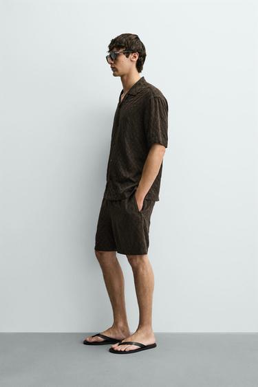 CHEMISE JACQUARD GÉOMÉTRIQUE - Marron de Zara - Image 3