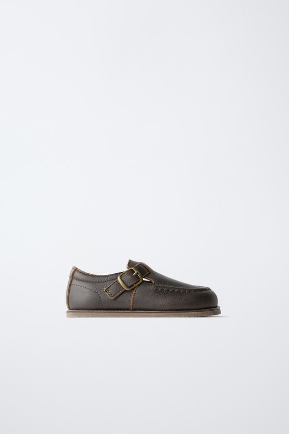 Zara 真皮船型鞋 - 棕色 - 圖片 0
