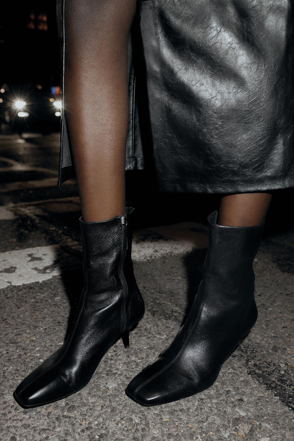 SOFT LEATHER STILETTO ANKLE BOOTS