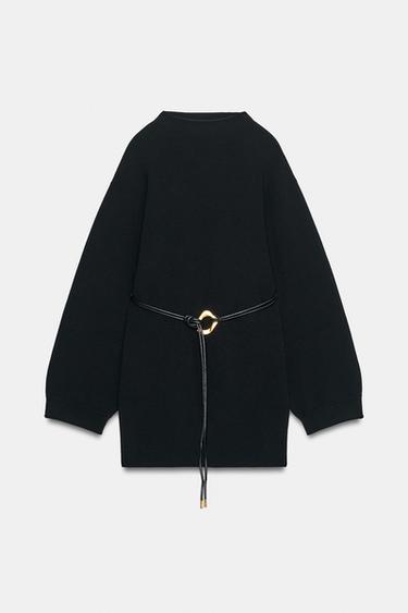 SHORT KNIT DRESS WITH BELT - Black by Zara