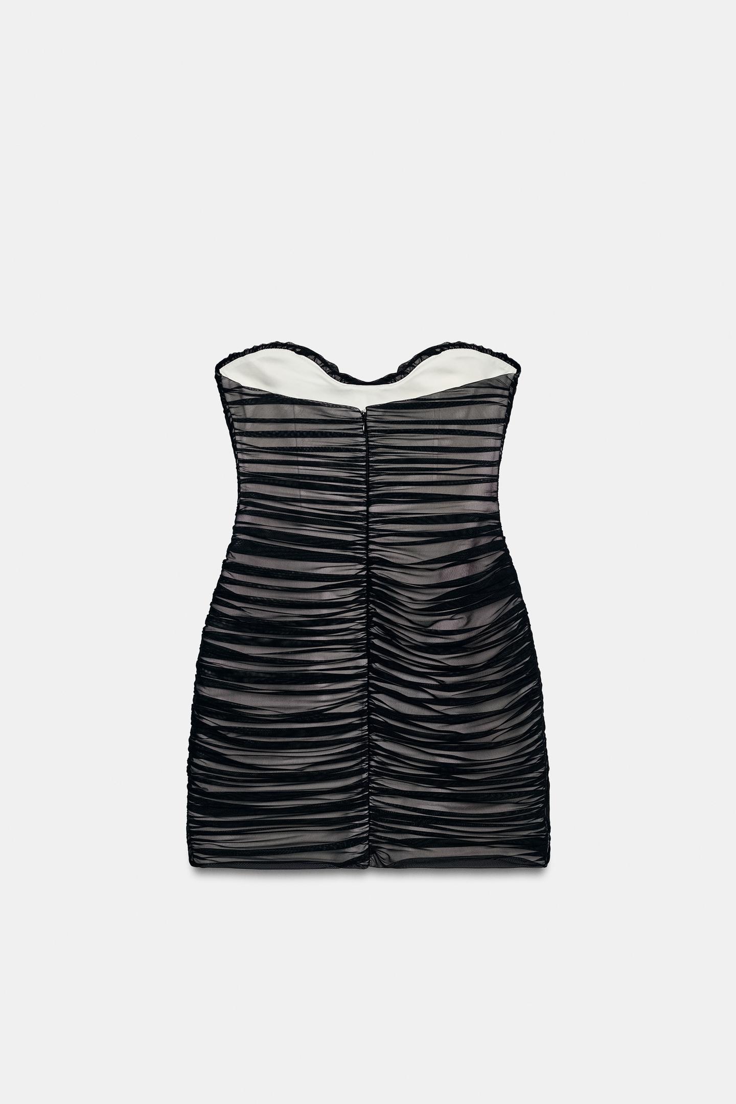 Женское платье Zara Draped Tulle Mini, цвет: Чёрный — фото 7