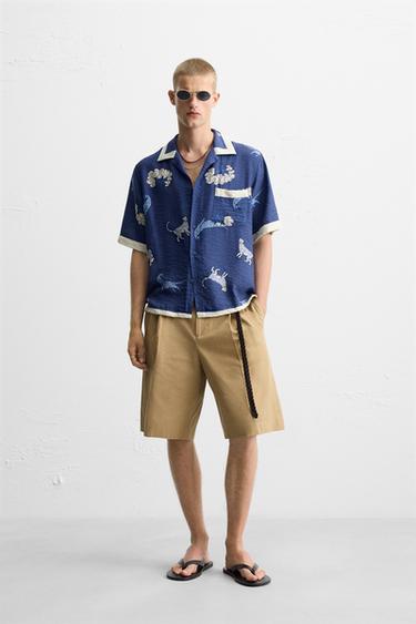ANIMAL PRINT SHIRT - Blue/White by Zara - Image 0