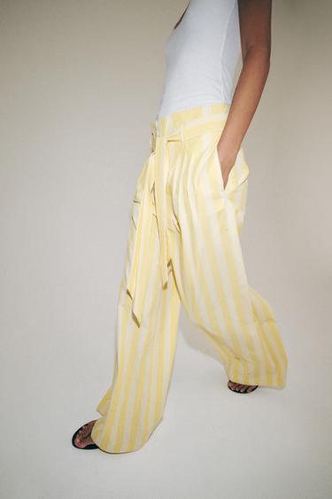 ZW COLLECTION STRIPED PYJAMA-STYLE TROUSERS - Yellow by Zara