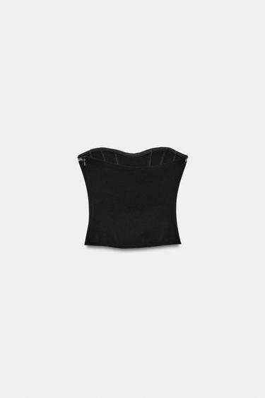 TOP CORSET STRETCH PAILLETÉ - Noir de Zara - Image 4