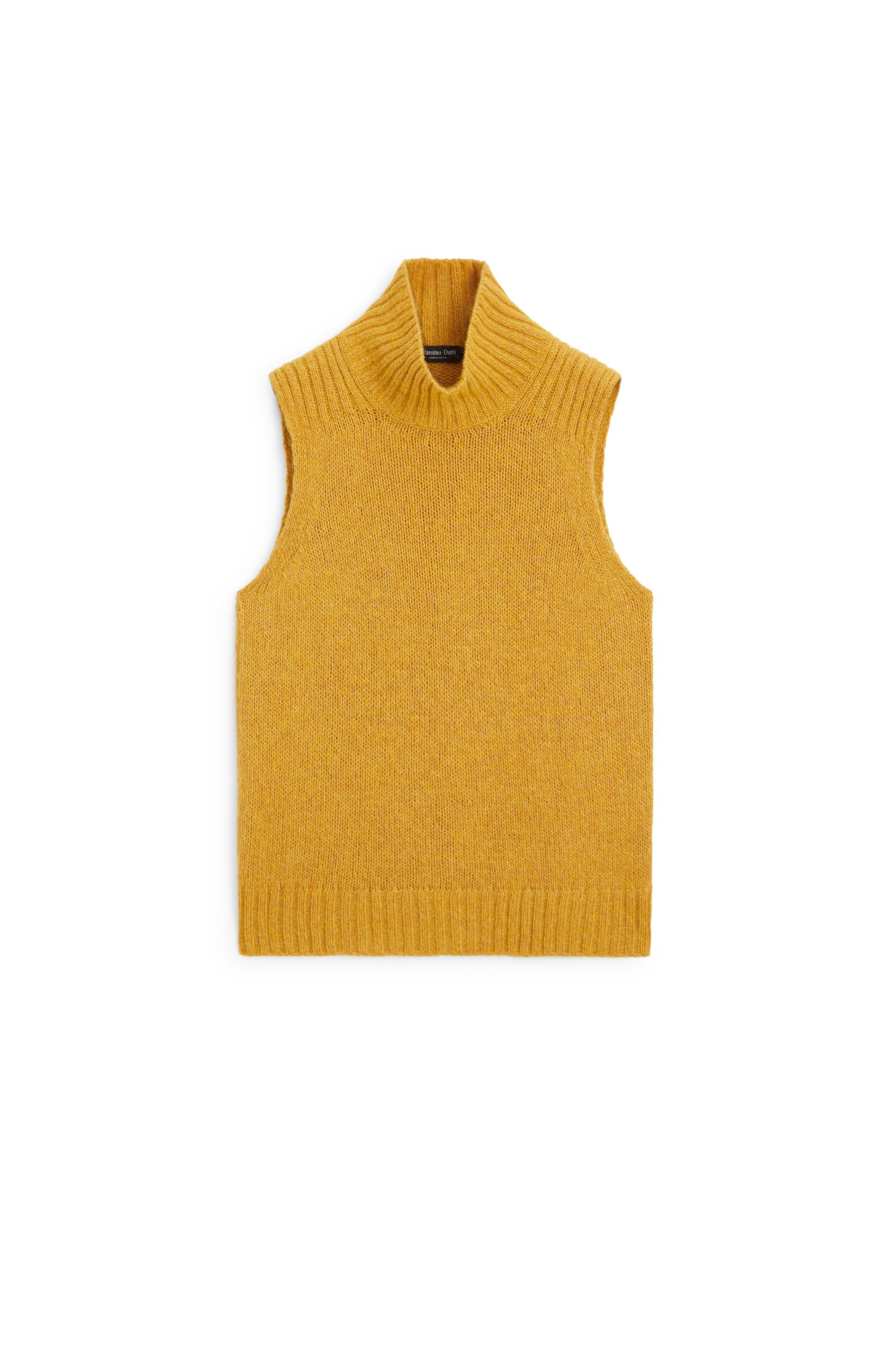 Wool-blend knit turtleneck vest - Mustard | ZARA United States