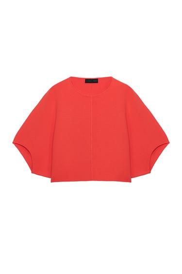 KNIT CROP TOP - Coral red by Zara