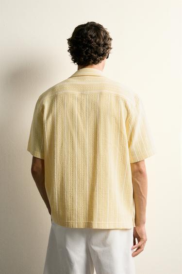 CHEMISE REGULAR FIT JACQUARD RAYURES - Jaune de Zara - Image 2