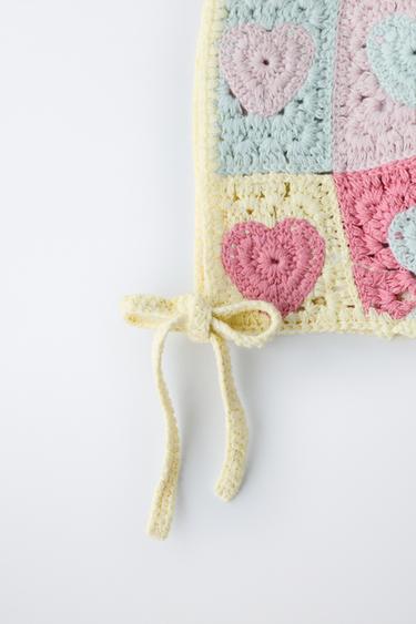 KNIT BONNET WITH CROCHET HEARTS - Multicoloured by Zara - Image 1