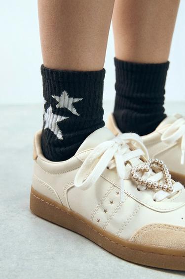 PACK TRES CALCETINES MEDIO ESTRELLAS - Gris de Zara