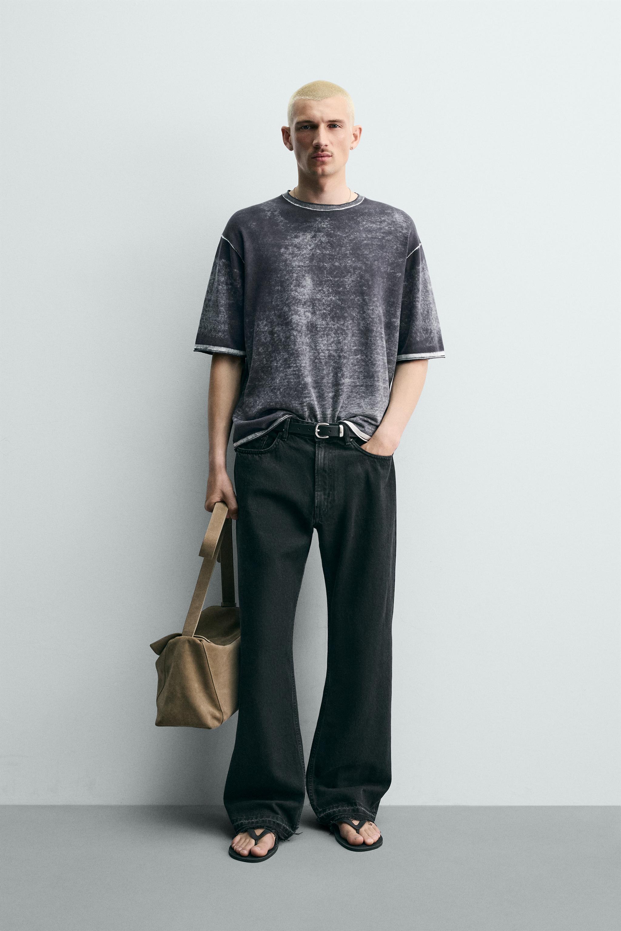 T-SHIRT EN MAILLE À IMPRIMÉ DÉLAVÉ