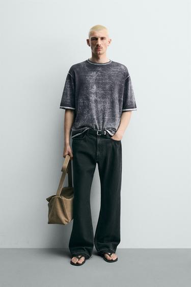 STRICK-T-SHIRT MIT VERWASCHENEM PRINT - Blau verwaschen von Zara - Bild 0