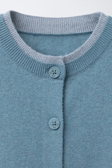 GILET EN MAILLE FINITIONS DOUBLE ÉPAISSEUR - Bleu clair de Zara - Image 2