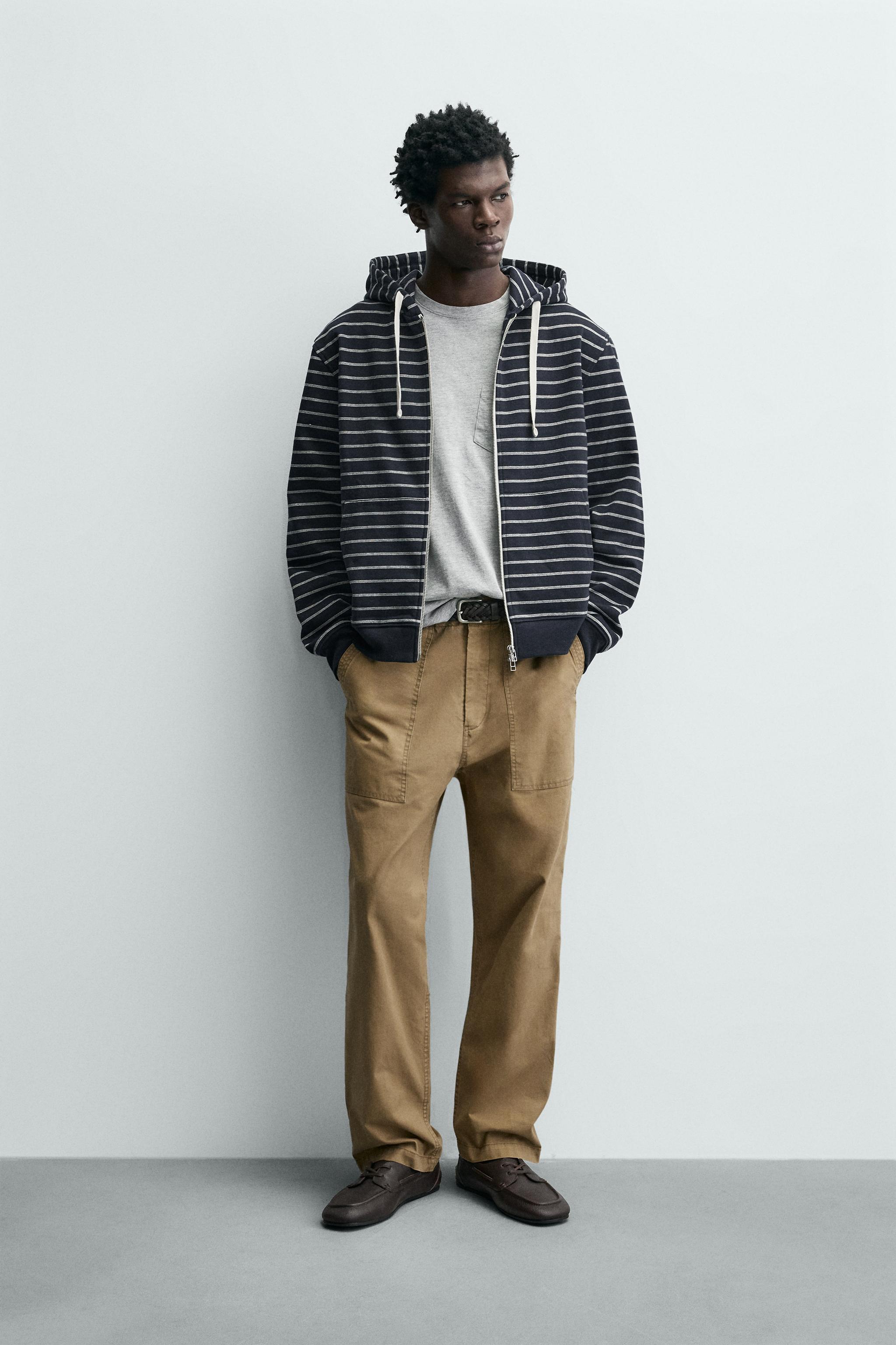 ストライプ柄フーディ - ネイビーブルー/ホワイト | ZARA Japan / 日本