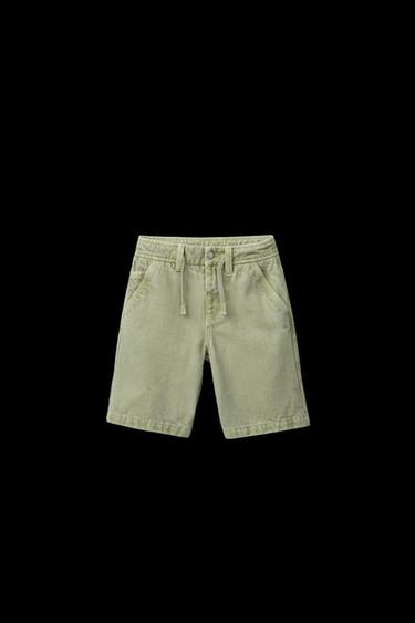 Zara DISTRESSED SHORTS - Light green - Image 0
