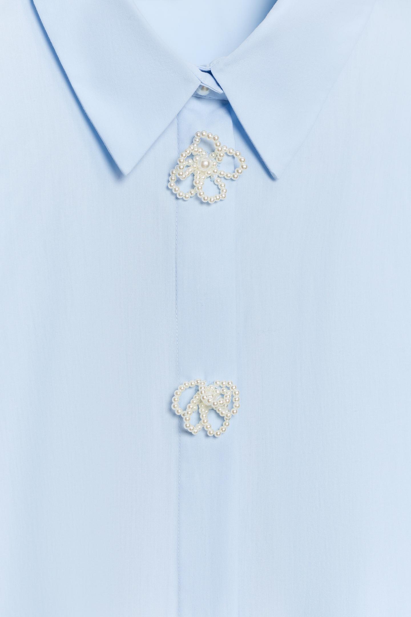 Женская рубашка Zara Pearl Floral Poplin, цвет: Небесно-голубой — фото 7