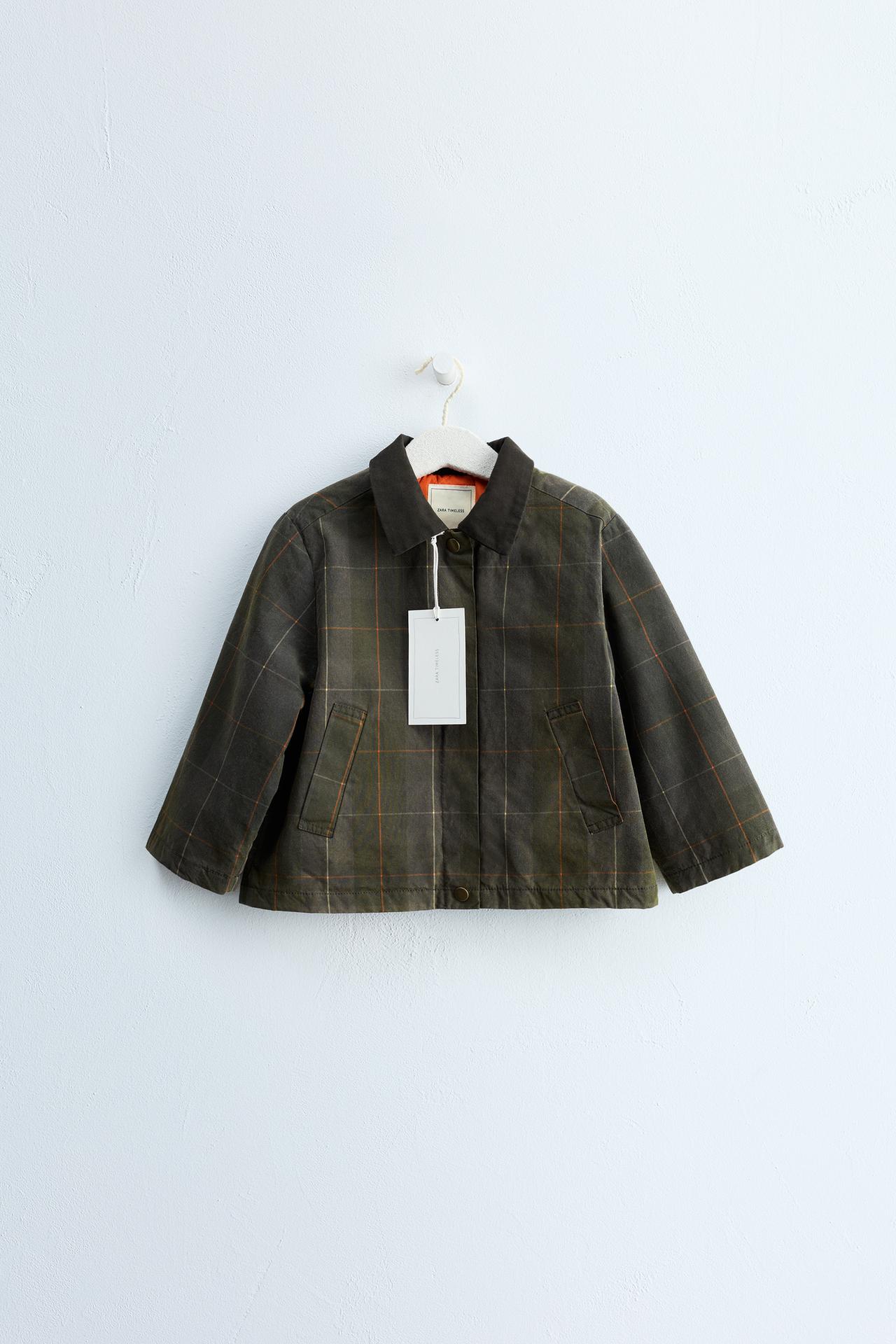 ZARA TIMELESS - PLAID WAXED JACKET — Gray green