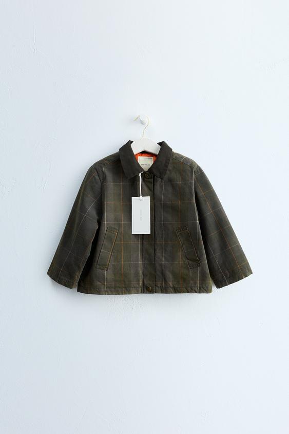 Zaras ZARA TIMELESS - JACKA VAXAD MED RUTOR - Grågrön - Bild 0
